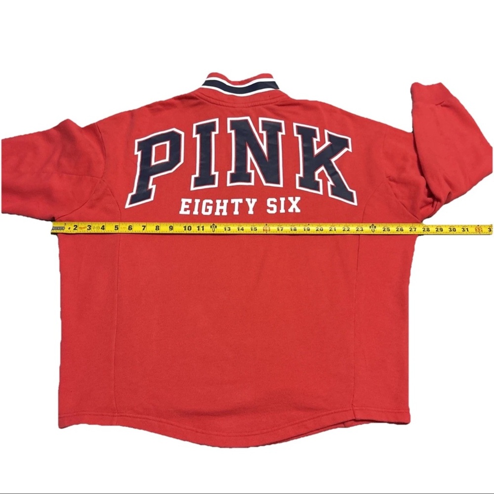 PINK Victoria's Secret Women’s M Red Quarter Zip Pullover Sweatshirt Sweater - Picture 10 of 11